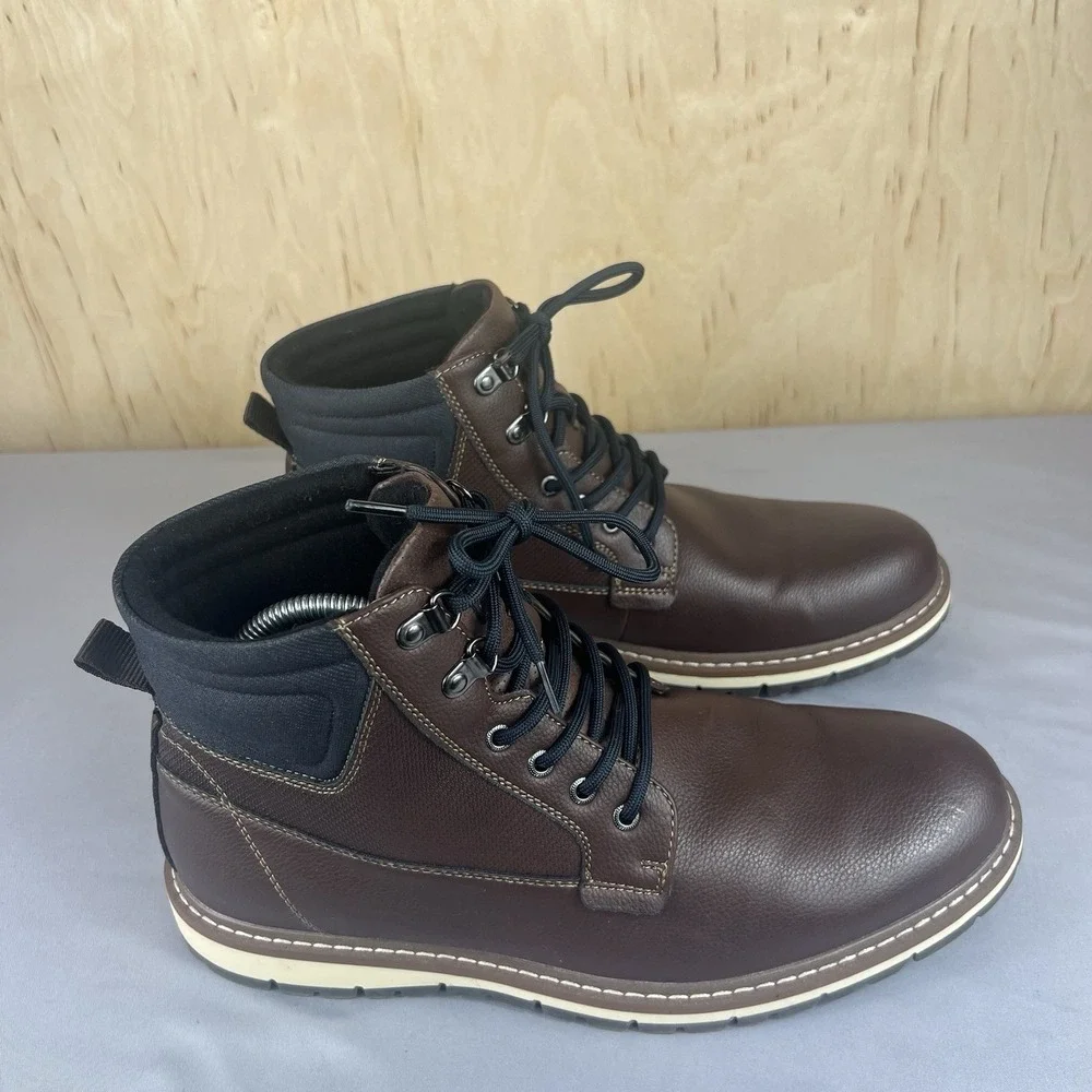 Alesbury Men's Size 11 Brown Faux Leather Ankle Boots Casual  Shoes Used